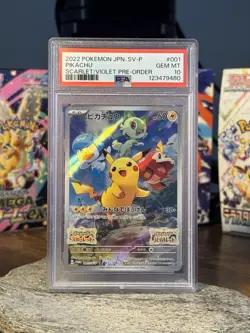 Pokemon 2022 Pikachu SV-P Promo 001/SV-P Scarlet/Violet Holo JPN PSA 10 - Image 1