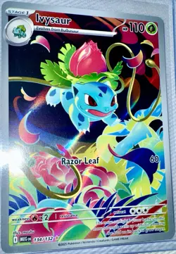 Pokemon Ivysaur 134/132 Me01: Mega Evolution Illustration Rare HOLO ART Rare NM - Image 1
