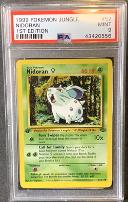 Pokemon Card 1st Edition Nidoran PSA 9 Mint, Jungle Set 57/64, WOTC 1999 - Image 1