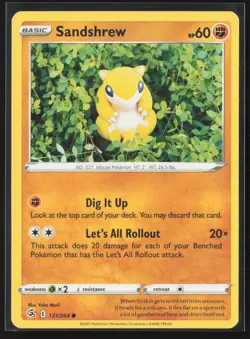 Sandshrew Common SWSH08: Fusion Strike 131/264 NM Pokemon Card Yuka Morii - Image 1