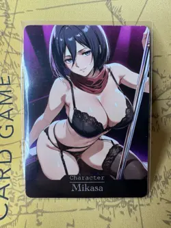 Mikasa Attack On Titan Hentai Anime Doujin Waifu ACG Custom Card - Image 1