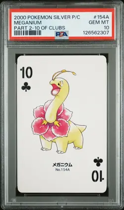 PSA 10 - Meganium 10 of Clubs - Pokemon Silver Part 2 Poker Playing Card 2000 - Image 1