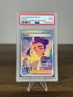 Pokemon Kieran Prismatic Evolutions Special Illustration #174 PSA 9 Mint - Image 1