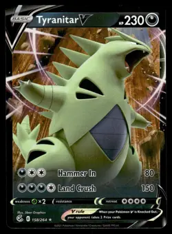 2021 Sword & Shield - Fusion Strike Tyranitar V Basic/Rare Holo V #158 - Image 1