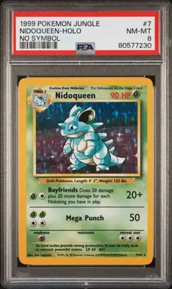 Pokemon TCG Nidoqueen #7/64 Holo Rare - NO SYMBOL 1999 Jungle - PSA 8 NM-MT!! - Image 1