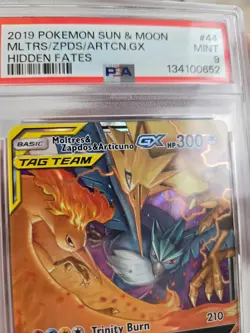 PSA 9 2019 POKEMON SUN & MOON HIDDEN FATES #44 MOLTRES & ZAPDOS & ARTICUNO GX! - Image 4