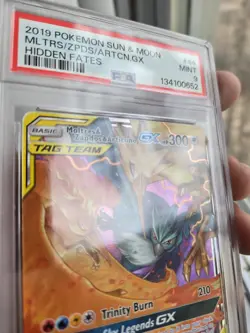 PSA 9 2019 POKEMON SUN & MOON HIDDEN FATES #44 MOLTRES & ZAPDOS & ARTICUNO GX! - Image 5