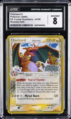 2006 POKEMON EX CRYSTAL GUARDIANS - REVERSE HOLO #4/100 CHARIZARD CGC 8 - Image 1