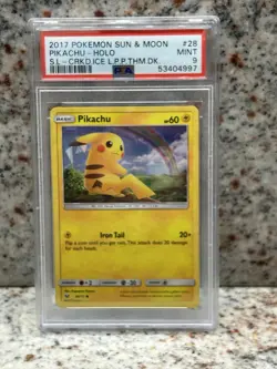 2017 Pokemon Pikachu Deck Exclusives Cracked Ice Holo 028/073 PSA 9 - Image 1