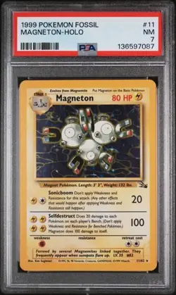 1999 Pokemon TCG Fossil 11 Magneton-Holo PSA 7 Near Mint WOTC - Image 1