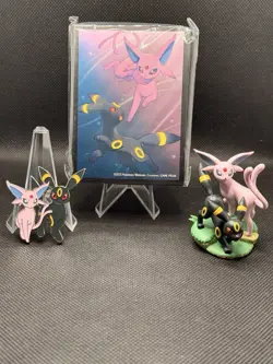 Pokemon Tcg Prismatic- Umbreon Espeon Figure, Pin And Sleeves Accessories Bundle - Image 1