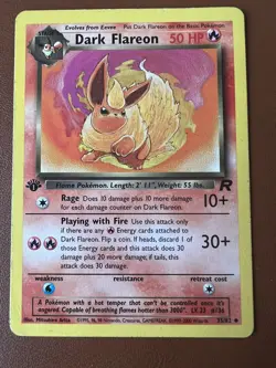 Pokemon Cards: Team Rocket 1st Edition Uncommon: Dark Flareon 35/82 - Image 1
