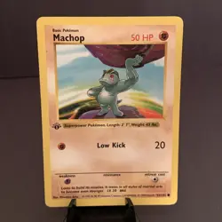 Pokemon TCG: Machop 1st Edition Shadowless Base Set -- WOTC VTG LP Rare Card - Image 1