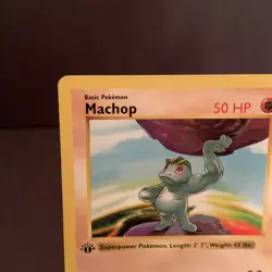 Pokemon TCG: Machop 1st Edition Shadowless Base Set -- WOTC VTG LP Rare Card - Image 3