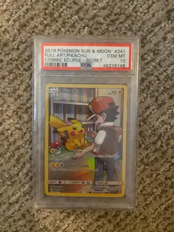 2019 Pikachu Secret 241/236 Pokemon Card Sun And Moon Cosmic Eclipse PSA 10 - Image 1