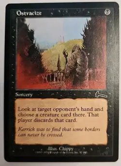 MTG Magic The Gathering Card Ostracize Sorcery Black Urza's Legacy - Image 1