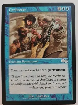 MTG Magic The Gathering Card Confiscate Enchant Permanent Blue Urza's Saga - Image 1