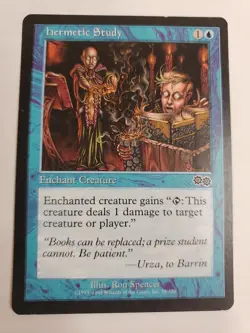 MTG Magic The Gathering Card hermetic StudyEnchant Creature Blue Urza's Saga - Image 1