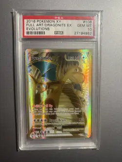 XY Evolutions Dragonite EX Full Art Holo Card 106/108 PSA 10 - Image 1
