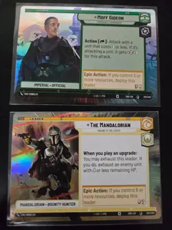 Star Wars Unlimited Foil Hyperspace Mandalorian & Moff Gideon SHD Card Set - Image 1