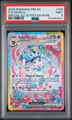 2025 POKEMON PRE EN-SPECIAL ILLUSTRATION RARE #156 SYLVEON EX PSA 9 - Image 1