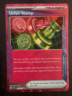 pokemon TCG Twilight Masquerade Unfair Stamp 165/167 Ace Spec Rare - Image 1