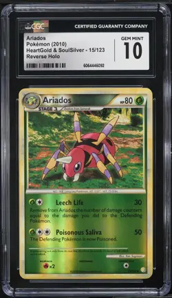 CGC 10 - Ariados Pokemon 2010 HeartGold & SoulSilver 15/123 Reverse Holo - Image 1