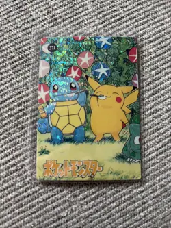 Pokemon Pocket Monsters Vending Prism Sticker Bandai- Pikachu and Squirtle - Image 1