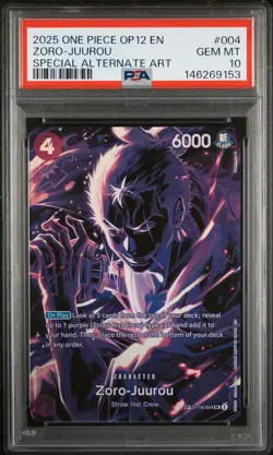 2025 ONE PIECE OP12-LEGACY OF THE MASTER #004 ZORO-JUUROU PSA 10 - Image 1