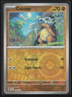 Cubone Common SV09: Journey Together 076/159 NM Pokemon Card Reverse Holo - Image 1