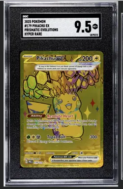 Pikachu EX Prismatic Evolutions Hyper Rare Gold Card 179/131 SGC Mint + 9.5! - Image 1