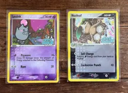 Nuzleaf 39/100, Spoink 62/100 -Reverse Holo EX Crystal Guardians Stamp - 2 Cards - Image 1