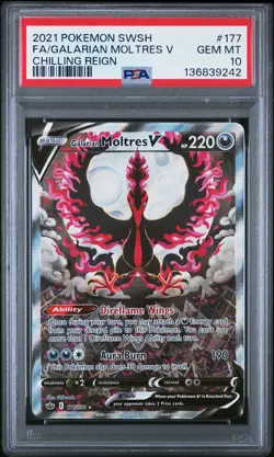 2021 POKEMON SWORD & SHIELD CHILLING REIGN FULL ART/GALARIAN MOLTRES V PSA 10 - Image 1