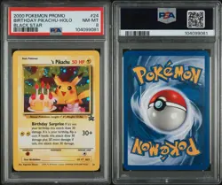 No Reserve PSA 8 2000 Pokemon Promo Black Star Birthday Pikachu Holo W/ Swirl! - Image 3