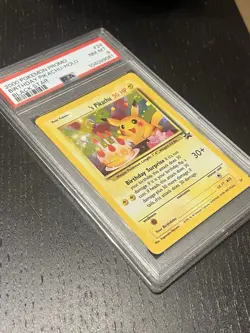 No Reserve PSA 8 2000 Pokemon Promo Black Star Birthday Pikachu Holo W/ Swirl! - Image 4