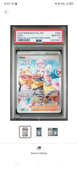 Pokemon TCG Iono 269/193 Paldea Evolved Special Illustration Rare Holo PSA 10 - Image 1