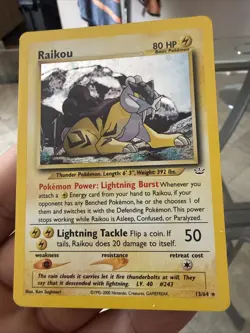 Pokemon TCG Raikou Holo Rare Vintage Neo Revelation Card 13/64 Unlimited Nm - Image 1