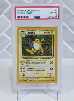 Pokemon Unlimited Raichu Holo 14/102 Base Set - PSA 8 - Image 1