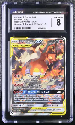 CGC 8 Reshiram & Charizard GX Black Star Promos #SM201 2019 Pokemon - Image 1