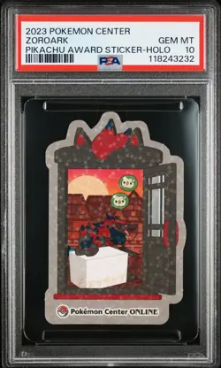 2023 POKEMON CENTER PIKACHU AWARD DELIVERY! STICKER HOLO ZOROARK PSA 10 - Image 1