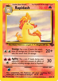 Pokemon TCG Rapidash Jungle 44/64 Regular Unlimited Uncommon LP - Image 1