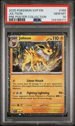 2025 POKEMON SVP EN-SV BLACK STAR PROMO #169 JOLTEON PSA 10 - Image 1
