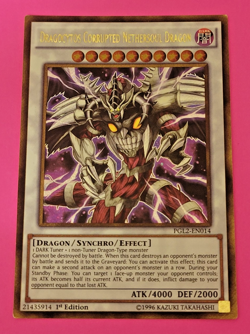 Yu-Gi-Oh Dragocytos Corrupted Nethersoul Dragon 1st Gold Secret Rare PGL2-EN012 - Image 1