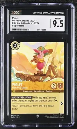 Disney Lorcana Into the Inklands 16/204 Piglet Super Rare CGC 9.5 - Image 1