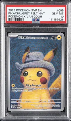 2023 POKEMON SVP EN-SV BLACK STAR PROMO #085 PIKACHU WITH GREY FELT HAT PSA 10 - Image 1