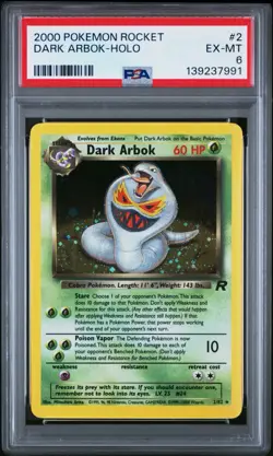 Pokemon TCG Dark Arbok Holo Rare 2/82 Team Rocket PSA 6 EX-MT Vintage WOTC - Image 1