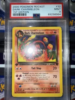 Dark Chameleon 1st Edition PSA 9 32/82 Non Holo Mint 1999 Rare Card - Image 1