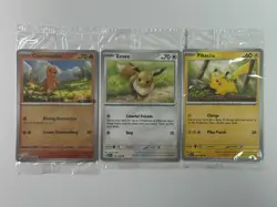Charmander 004/165 EB Games Pikachu 025/165 Pokemon Together 151 Eevee 133/165 - Image 1