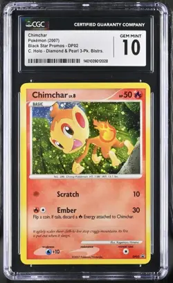 Pokemon Chimchar DP02 Holo Black Star Promo Diamond & Pearl - CGC 10 psa - Image 1