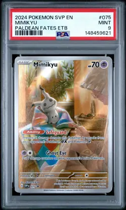2024 POKEMON SVP EN-SV BLACK STAR PROMO PALDEAN FATES ETB MIMIKYU 075 PSA 9 - Image 1